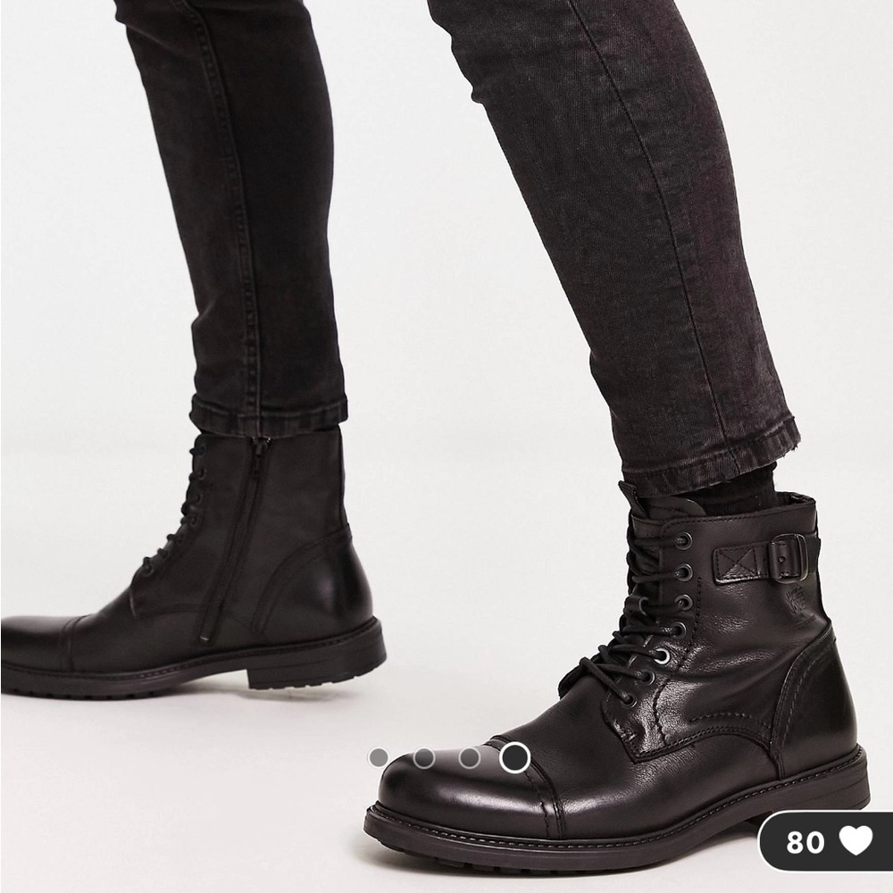 ASOS Jack & Jones leather lace up boots with side zip